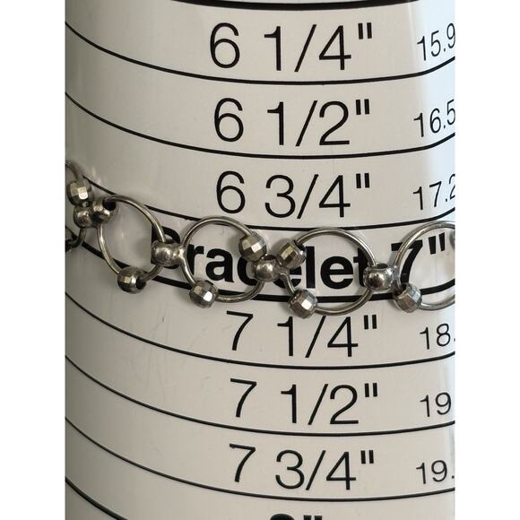 7” Boho Circle Link Layering Bracelet Sterling Silver 925 - Picture 2 of 5